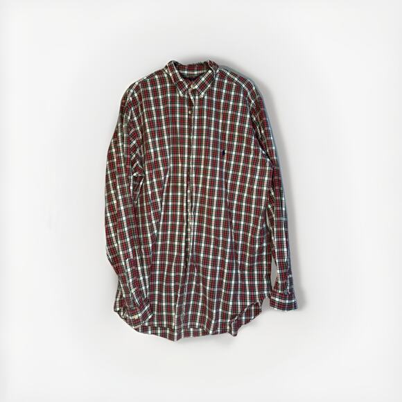 Ralph Lauren Classic Fit Plaid Button Down Shirt Men’s XLT Tall Long Red Green - Picture 1 of 5